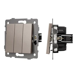 Фото #1 товара Механизм выключателя трехклавишный непроходной SWT-MK03-PL-GD-V (250V, 10A) (Arlight, -)