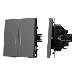 Фото #1 товара Механизм выключателя двухклавишный проходной LED SWT-NOBE-MKP2-SFPL-L-GR (230V, 10A) (Arlight, Серый базальт)