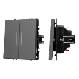 Фото #1 товара Механизм выключателя двухклавишный непроходной LED SWT-NOBE-MK02-SFPL-L-GR (230V, 10A) (Arlight, Серый базальт)