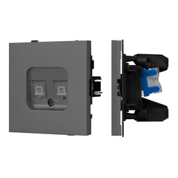 Фото #1 товара Механизм компьютерной розетки двойной SCT-TENDO-MPC2-SFPL-GR (RJ-45, CAT6) (Arlight, Матовый графитовый)