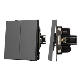 Фото #1 товара Механизм выключателя двухклавишный проходной SWT-TENDO-MKP2-SFPL-GR (230V, 10A) (Arlight, Матовый графитовый)