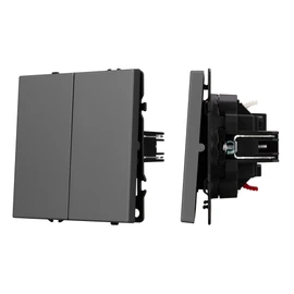 Фото #1 товара Механизм выключателя двухклавишный непроходной SWT-NOBE-MK02-SFPL-GR (230V, 10A) (Arlight, Серый базальт)