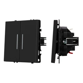 Фото #1 товара Механизм выключателя двухклавишный проходной LED SWT-NOBE-MKP2-SFPL-L-BK (230V, 10A) (Arlight, Черный оникс)