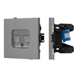 Фото #1 товара Механизм компьютерной розетки двойной SCT-TENDO-MPC2-PL-GR (RJ-45, CAT6) (Arlight, Графитовый)