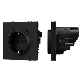 Фото #1 товара Механизм розетки с USB зарядкой SCT-NOBE-MUAC-SFPL-BK (230V, 16A) (Arlight, Черный оникс)
