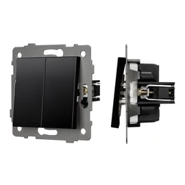 Фото #1 товара Механизм выключателя двухклавишный непроходной SWT-MK02-PL-BK-V (250V, 10A) (Arlight, -)