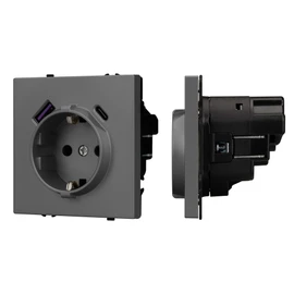 Фото #1 товара Механизм розетки с USB зарядкой SCT-NOBE-MUAC-SFPL-GR (230V, 16A) (Arlight, Серый базальт)