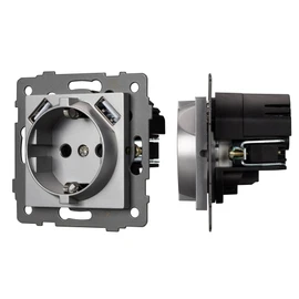 Фото #1 товара Механизм розетки с USB зарядкой SCT-MUAA-PL-GR-V (250V, 16A) (Arlight, -)