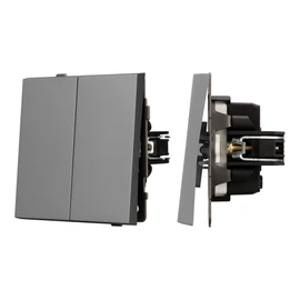 Фото #1 товара Механизм выключателя двухклавишный проходной SWT-TENDO-MKP2-PL-GR (230V, 10A) (Arlight, Графитовый)