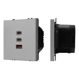 Фото #1 товара ARL NOBE USB Розетка тип А+С+С софт-тач никель SCT-MUACC-SFPL-FC-IS (65W, QC3) (Arlight, -)