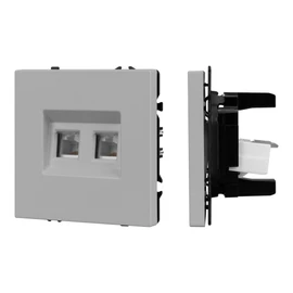 Фото #1 товара Механизм сдвоенной телефонной розетки SCT-NOBE-MTL2-SFPL-IS (RJ-11, 4C) (Arlight, Никель)