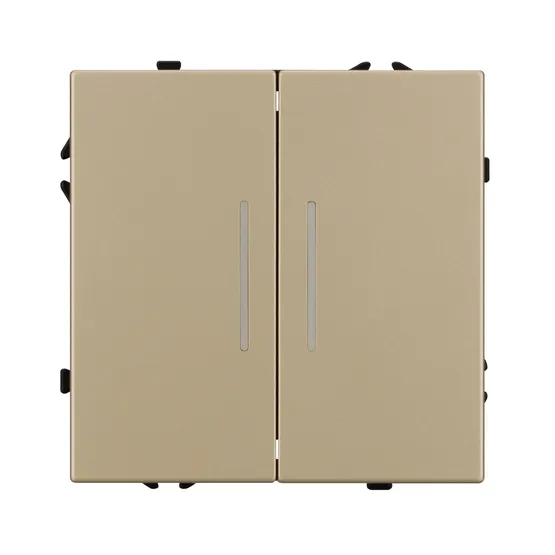 Фото #3 товара Механизм выключателя двухклавишный проходной LED SWT-NOBE-MKP2-SFPL-L-GD (230V, 10A) (Arlight, Золотой песок)