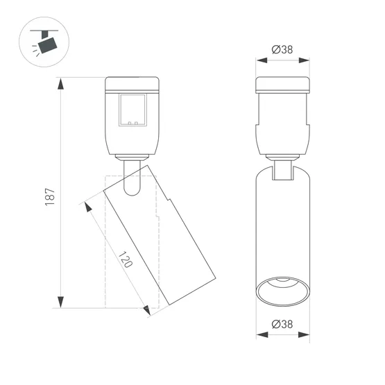 Фото #3 товара Светильник ART-APRIORI-SPOT-TURN-R38-8W Warm3000 (BK, 36 deg, 48V) (Arlight, IP20 Металл, 3 года)