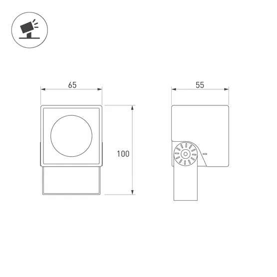Фото #4 товара Светильник ALT-BLOCK-S65x65-5W Warm3000 (GR, 15 deg, 230V) (Arlight, IP66 Металл, 3 года)