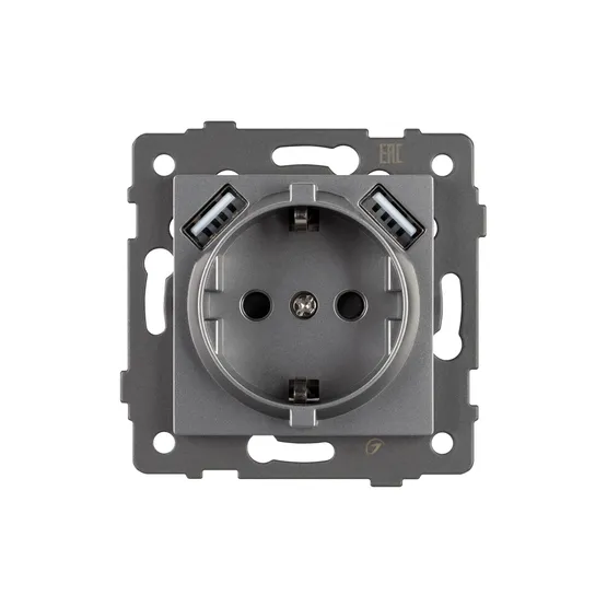 Фото #3 товара Механизм розетки с USB зарядкой SCT-MUAA-PL-GR-V (250V, 16A) (Arlight, -)