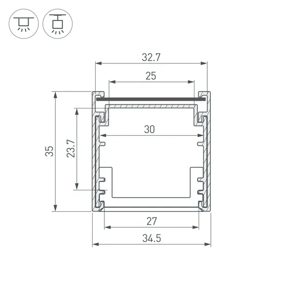 Фото #5 товара Профиль LINE-3535-BENT-SIDE-2000 ANOD (Arlight, Алюминий)