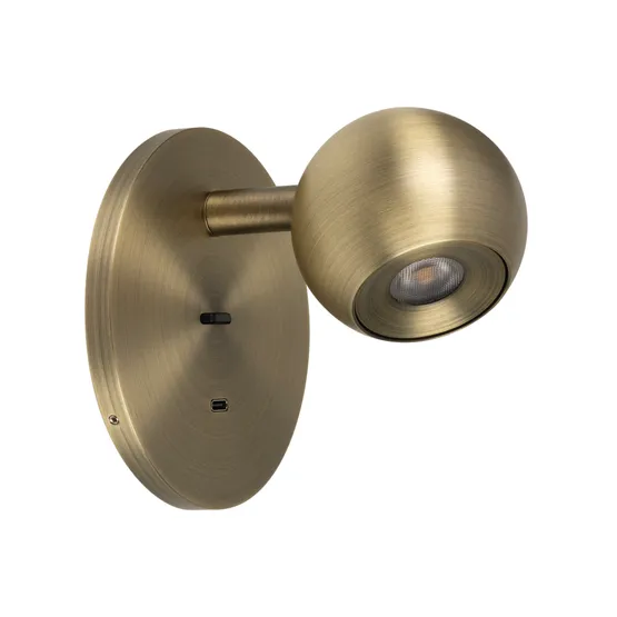 Фото #1 товара Светильник SP-OTTORI-WALL-CHARGE-6W Warm3000 (BR, 30 deg, 230V, USB-C) (Arlight, IP20 Металл, 3 года)