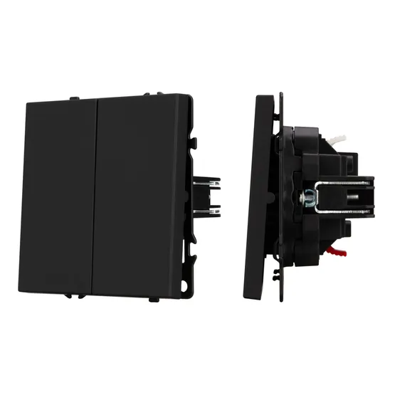 Фото #1 товара Механизм выключателя двухклавишный непроходной SWT-NOBE-MK02-SFPL-BK (230V, 10A) (Arlight, Черный оникс)