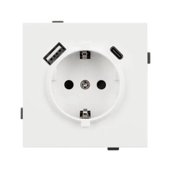 Фото #3 товара Механизм розетки с USB зарядкой SCT-TENDO-MUAC-SFPL-WH (230V, 16A) (Arlight, Матовый белый)