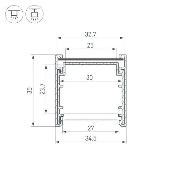 Фото #4 товара Профиль LINE-3535-BENT-SIDE-2000 ANOD (Arlight, Алюминий)