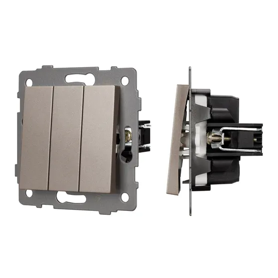 Фото #1 товара Механизм выключателя трехклавишный непроходной SWT-MK03-PL-GD-V (250V, 10A) (Arlight, -)