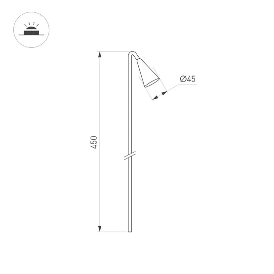Фото #6 товара Светильник KT-HAREBELL-BOLL-H450-3W Warm3000 (BK, 40 deg, 24V) (Arlight, IP65 Металл, 3 года)
