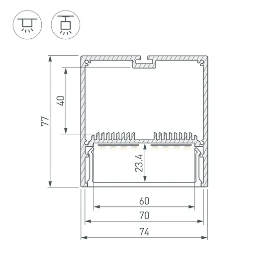 Фото #3 товара Профиль с экраном SL-LINE-7477-2500 BLACK+OPAL (Arlight, Алюминий)