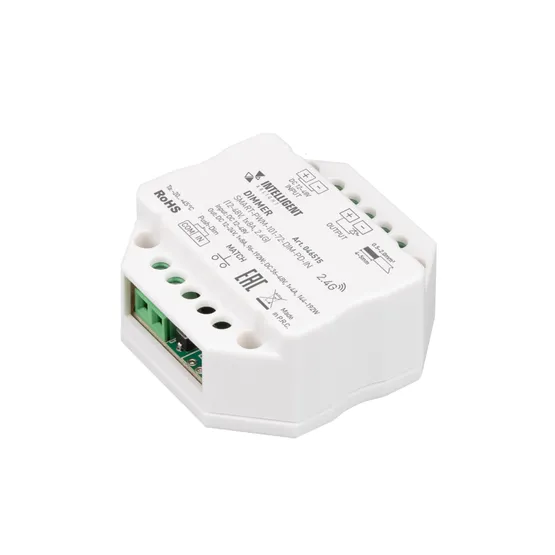 Фото товара INTELLIGENT ARLIGHT Диммер SMART-PWM-101-72-DIM-PD-IN (12-48V, 1x8A, 2.4G) (IARL, IP20 Пластик, 5 лет)