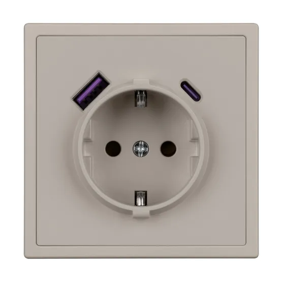 Фото #3 товара Механизм розетки с USB зарядкой SCT-NOBE-MUAC-SFPL-CA (230V, 16A) (Arlight, Кашемир)