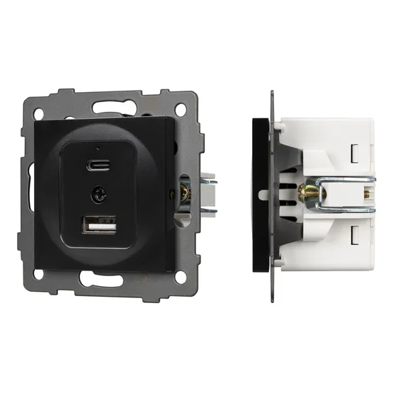 Фото #1 товара Механизм USB розетки SCT-MUAC-PL-BK-V (5V, 3A, QC4) (Arlight, -)