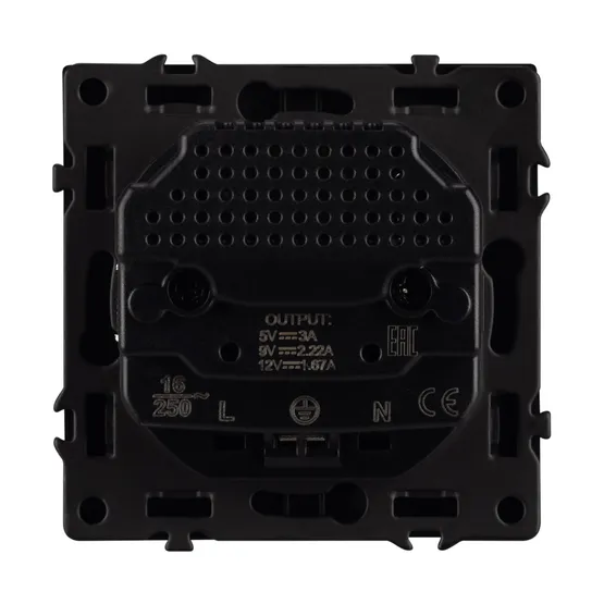 Фото #4 товара Механизм розетки с USB зарядкой SCT-NOBE-MUCC-SFPL-BK (230V, 16A) (Arlight, -)