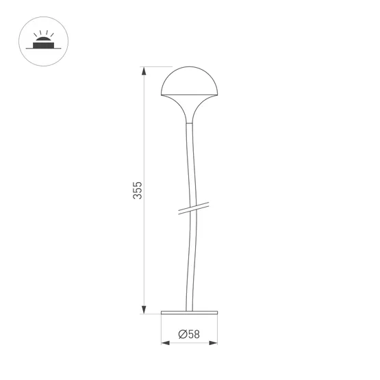 Фото #5 товара Светильник KT-MUCENA-BOLL-A-H350-1W Warm3000 (WH, 85 deg, 24V) (Arlight, IP65 Металл, 3 года)