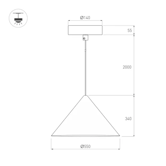 Фото #7 товара Светильник SP-MAKOTO-R550-14W Warm2700 (WH, 36 deg, 230V, TRIAC) (Arlight, IP20 Металл, 3 года)