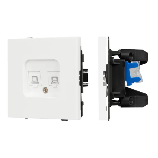 Фото #1 товара Механизм компьютерной розетки двойной SCT-TENDO-MPC2-SFPL-WH (RJ-45, CAT6) (Arlight, Матовый белый)