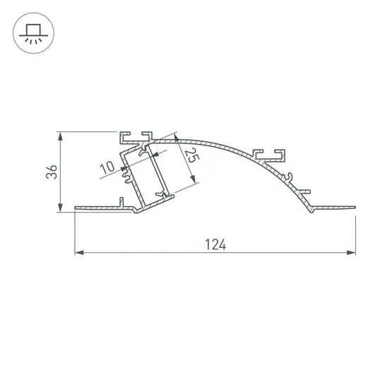 Фото #3 товара Профиль с экраном ALM-ARC-SINGLE-2000 ANOD+FROST (Arlight, Алюминий)