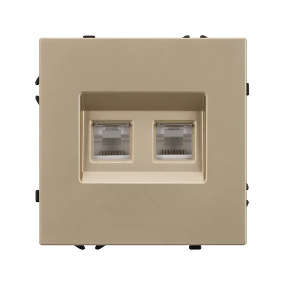 Фото #2 товара Механизм сдвоенной компьютерной розетки SCT-NOBE-MPC2-SFPL-GD (RJ-45, CAT6) (Arlight, Золотой песок)