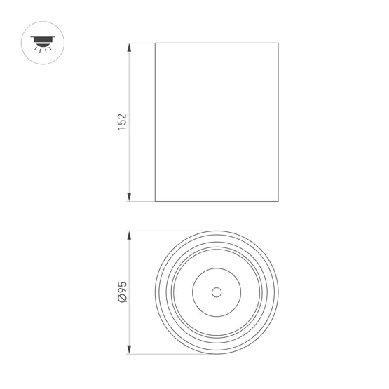 Фото #6 товара Светильник SP-SALT-R95-20W Warm3000 (WH-BK, 40 deg, 230V) (Arlight, IP54 Металл, 5 лет)