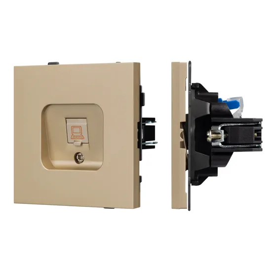 Фото #1 товара Механизм компьютерной розетки SCT-TENDO-MPC1-SFPL-GD (RJ-45, CAT6) (Arlight, Матовый песочный)