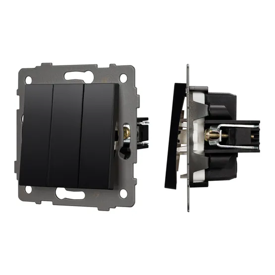 Фото #1 товара Механизм выключателя трехклавишный непроходной SWT-MK03-PL-BK-V (250V, 10A) (Arlight, -)