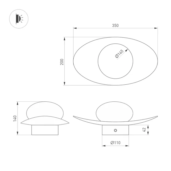 Фото #11 товара Светильник SP-PERLEN-WALL-L350-6W Warm3200-MIX (BK, 150 deg, 230V, TOUCH-DIM) (Arlight, IP20 Металл, 5 лет)