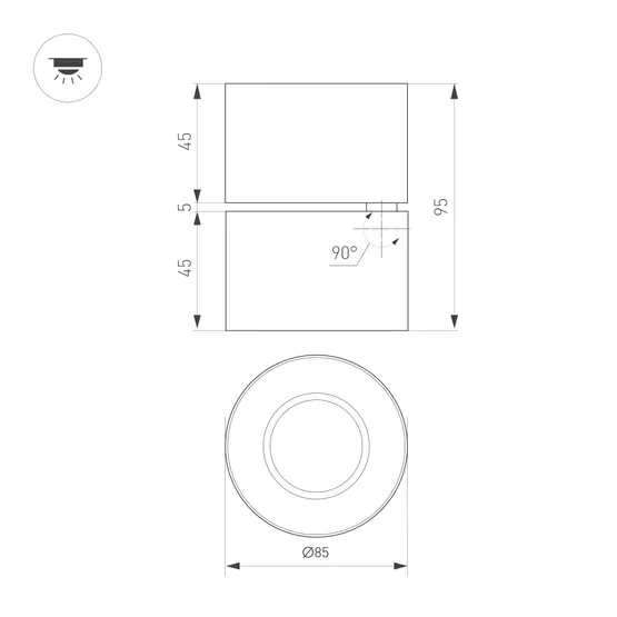 Фото #5 товара Светильник SP-POINT-SURFACE-R85-12W Warm3200-MIX (WH, 15 deg, 230V) (Arlight, IP20 Металл, 5 лет)