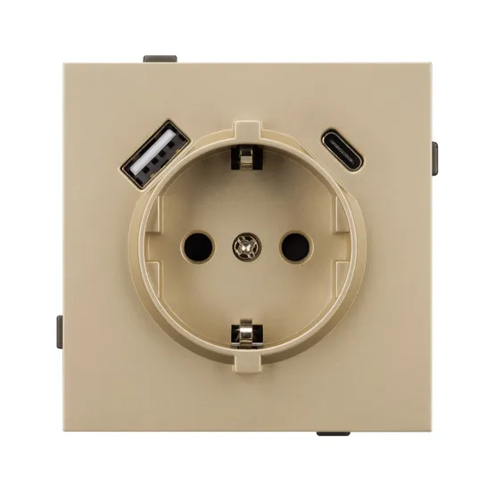 Фото #3 товара Механизм розетки с USB зарядкой SCT-TENDO-MUAC-SFPL-GD (230V, 16A) (Arlight, Матовый песочный)