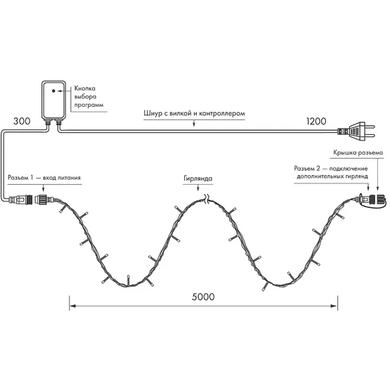 Фото #6 товара Светодиодная гирлянда ARD-STRING-HOME-5000-CLEAR-50LED-LIVE RGB (230V, 3.5W) (Ardecoled, IP20)