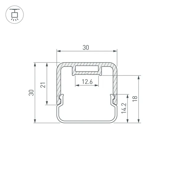 Фото #2 товара Профиль с экраном LINE-D-3030-2000 SQUARE OLIVE GREY+OPAL (Arlight, Алюминий)