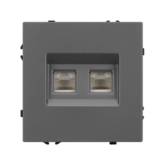 Фото #3 товара Механизм сдвоенной телефонной розетки SCT-NOBE-MTL2-SFPL-GR (RJ-11, 4C) (Arlight, Серый базальт)