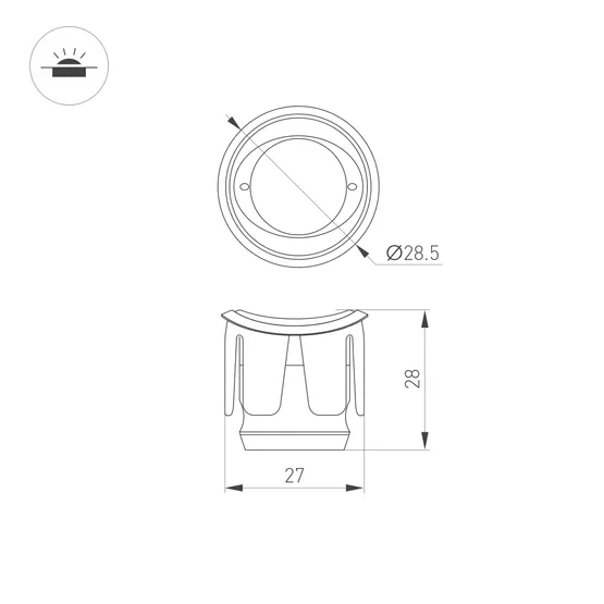 Фото #6 товара Светильник ALT-LODESTAR-HANDRAIL-R27-1.5W Warm3000 (SL, 30x60 deg, 12-24V) (Arlight, IP67 Металл, 3 года)