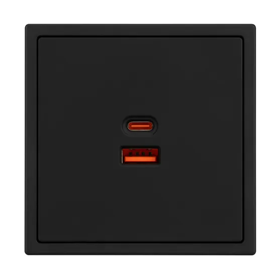 Фото #2 товара Механизм розетки с быстрой USB зарядкой SCT-NOBE-MUAC-SFPL-FC-BK (65W, QC3) (Arlight, Черный оникс)