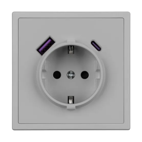 Фото #3 товара ARL NOBE Розетка зк со шторками с USB тип А+С софт-тач никель SCT-MUAC-SFPL-IS (250V, 16A) (Arlight, -)