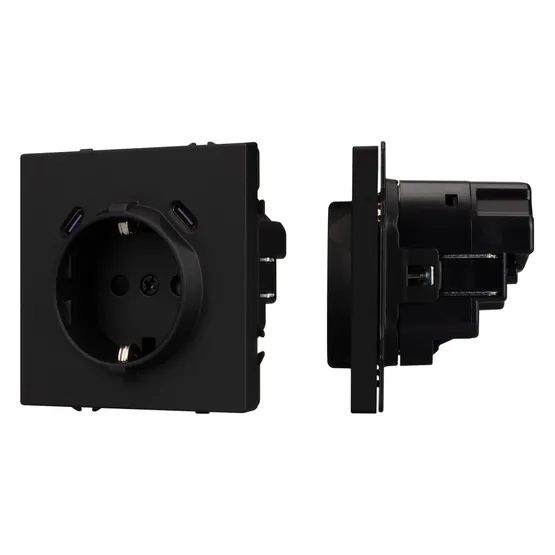 Фото #1 товара Механизм розетки с USB зарядкой SCT-NOBE-MUCC-SFPL-BK (230V, 16A) (Arlight, -)