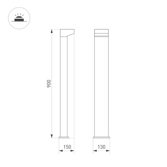 Фото #6 товара Светильник LGD-JASMUS-BOLL-H900-12W Warm3000 (BK, 93 deg, 230V) (Arlight, IP65 Металл, 3 года)